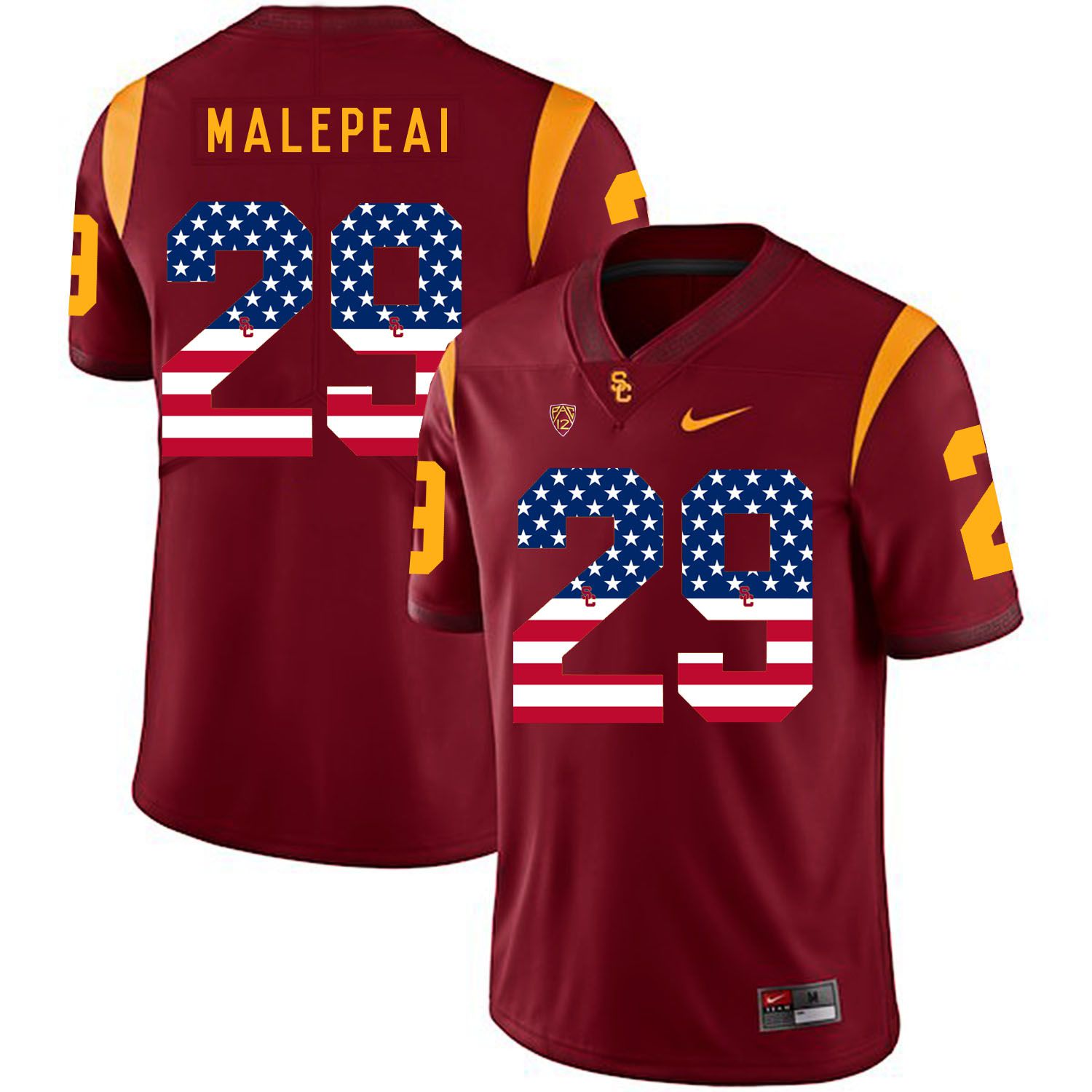Men USC Trojans #29 Malepeal Red Flag Customized NCAA Jerseys